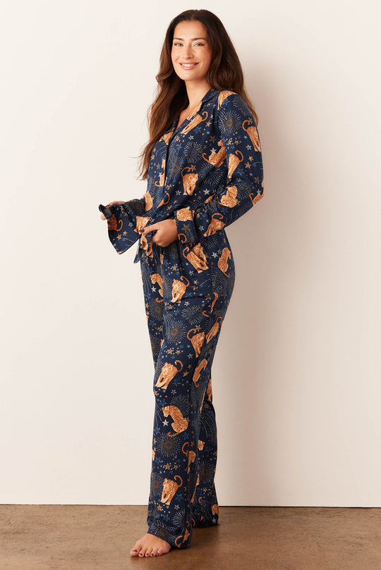 Winter Cloud Jersey PJ Set in Cosmic Jungle