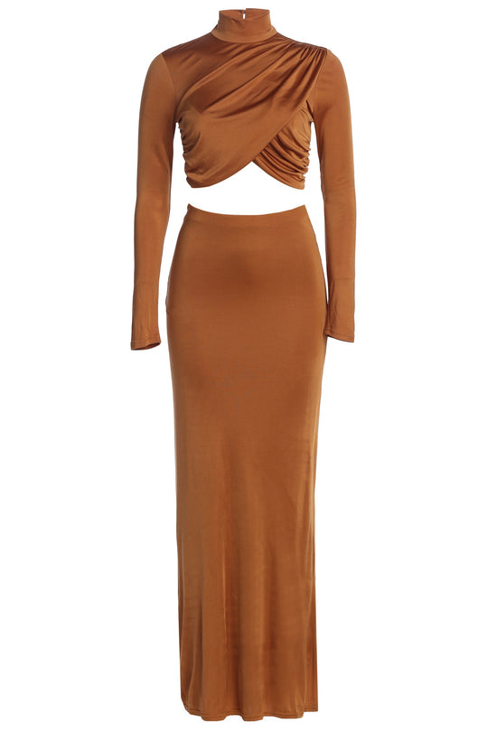 Copper Ultra High Waist Maxi Skirt
