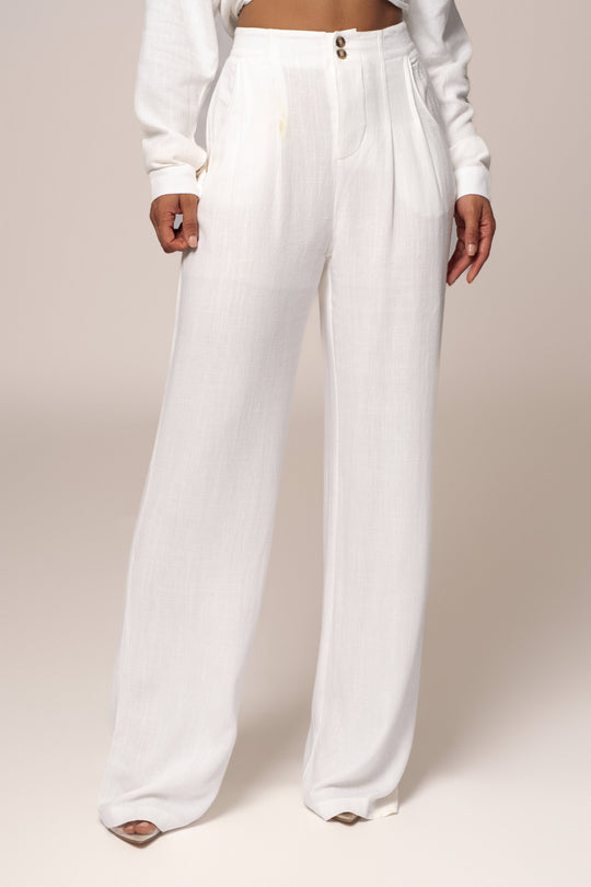 Ivory Thea Linen Pants
