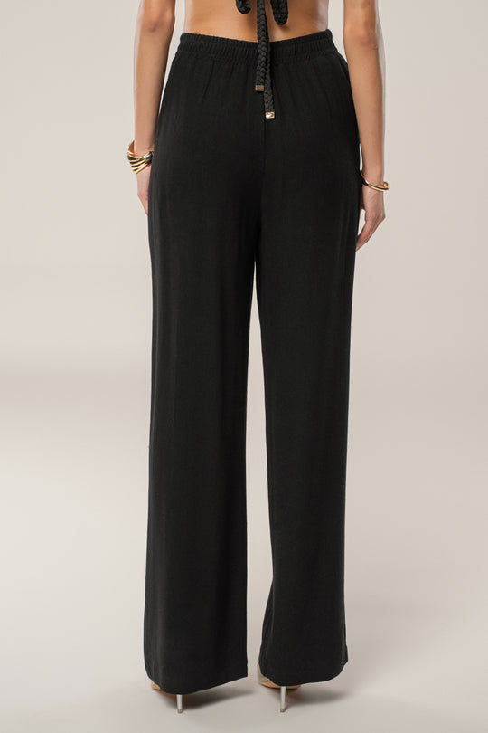 Black Thea Linen Pants