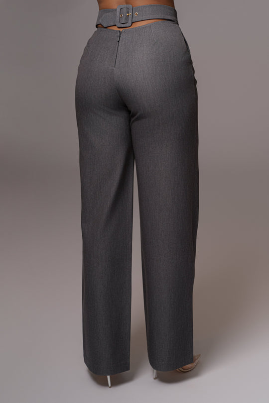 Grey Status Belted Pants