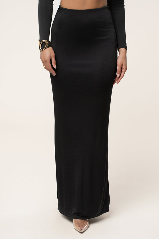 Black Ultra High Waist Maxi Skirt
