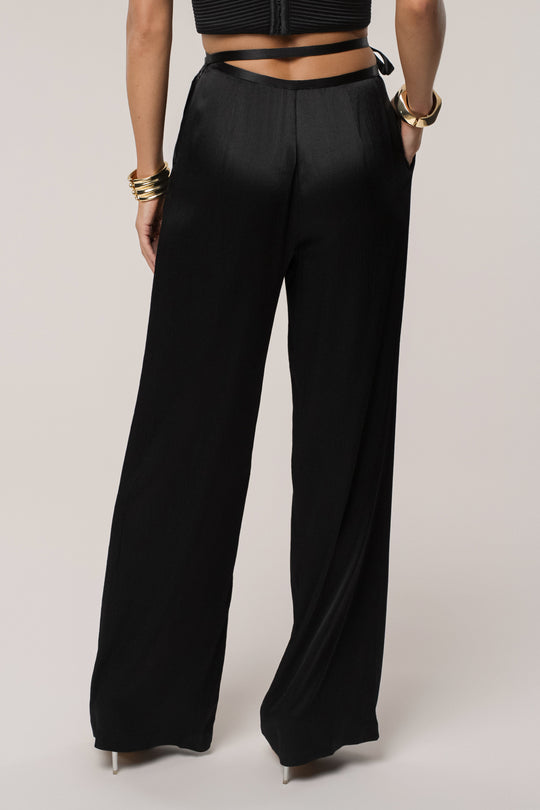 Black Deserae Satin Pants