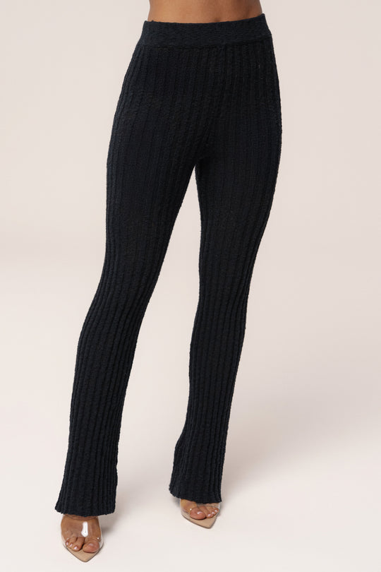 Black Lanah Knit Flare Pants