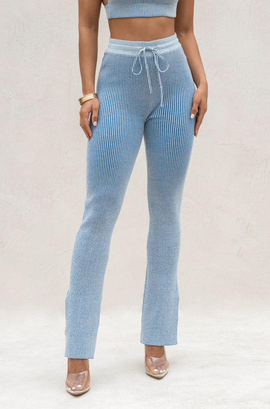 Denim/White Faya Ribbed Pants