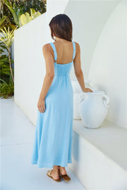 Vacation Time Linen Maxi Dress Blue