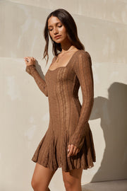 Slow Love Long Sleeve Mini Dress Mocha
