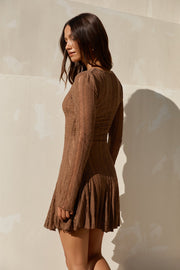 Slow Love Long Sleeve Mini Dress Mocha