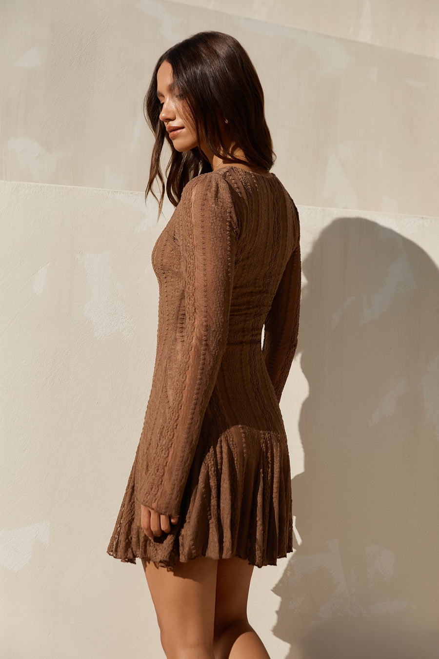 Slow Love Long Sleeve Mini Dress Mocha