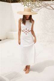 Fluttering Hearts Maxi Dress White