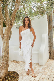 Ocean Melody Midi Dress White