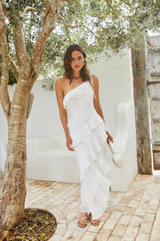 Ocean Melody Midi Dress White