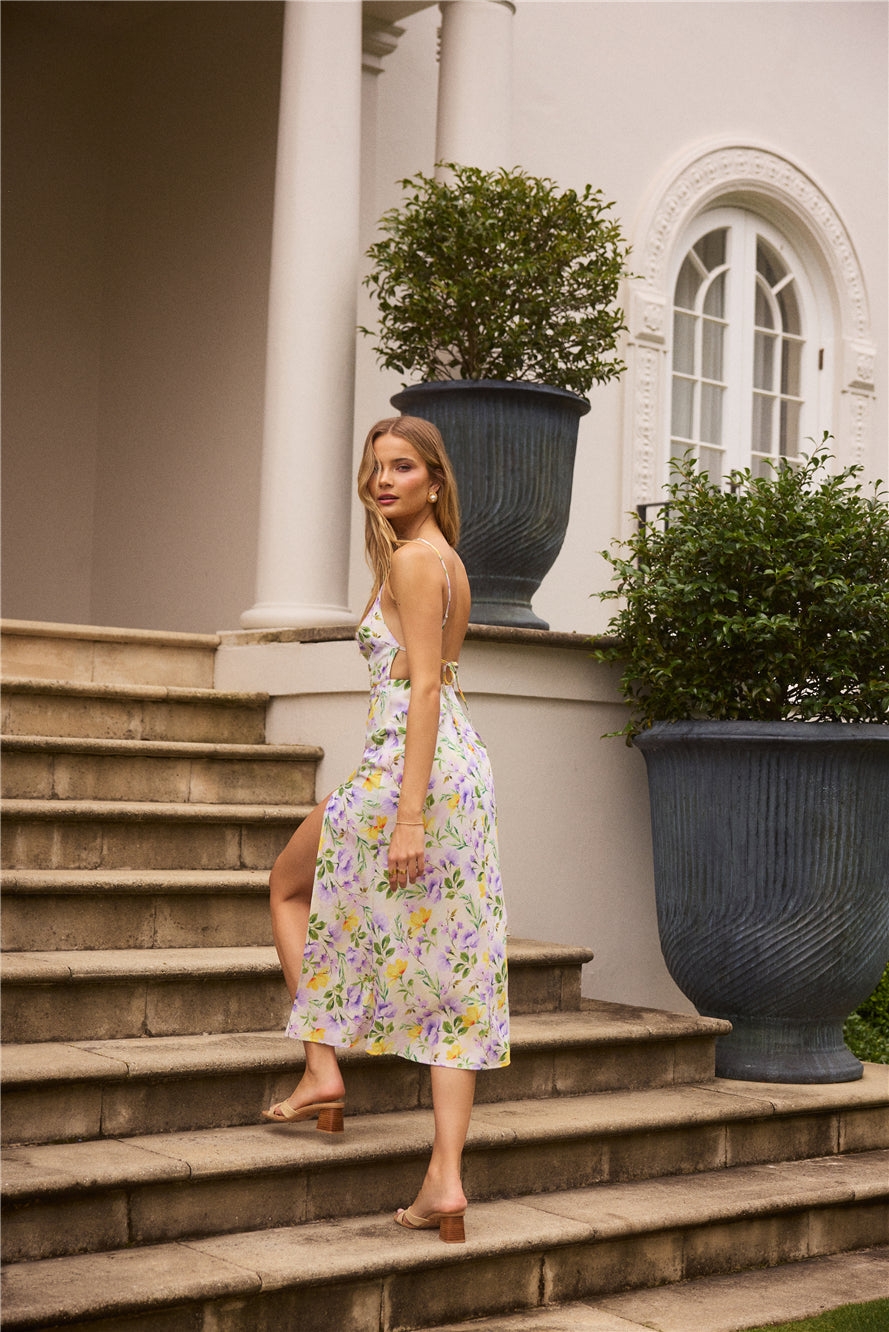 Vivid Garden Midi Dress Purple