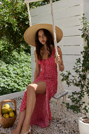 Berry Bloom Maxi Dress Red