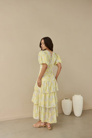 Corinna Tiered Maxi Dress Lemon