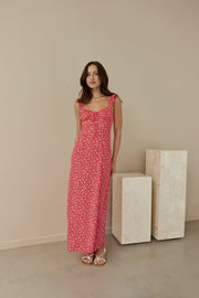 Berry Bloom Maxi Dress Red