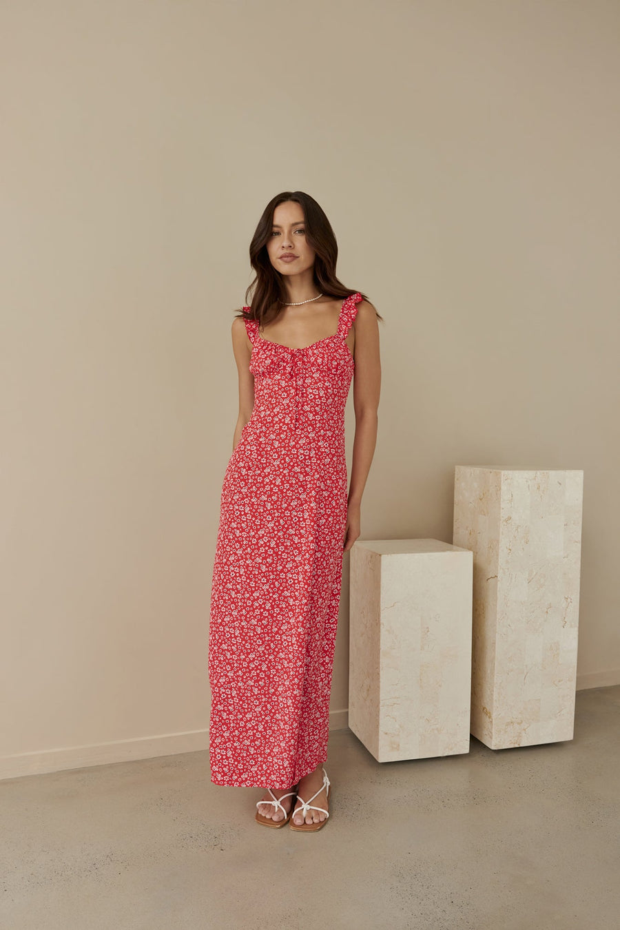 Berry Bloom Maxi Dress Red