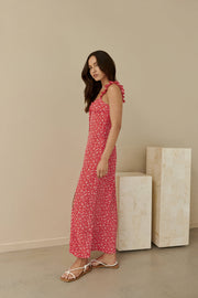 Berry Bloom Maxi Dress Red