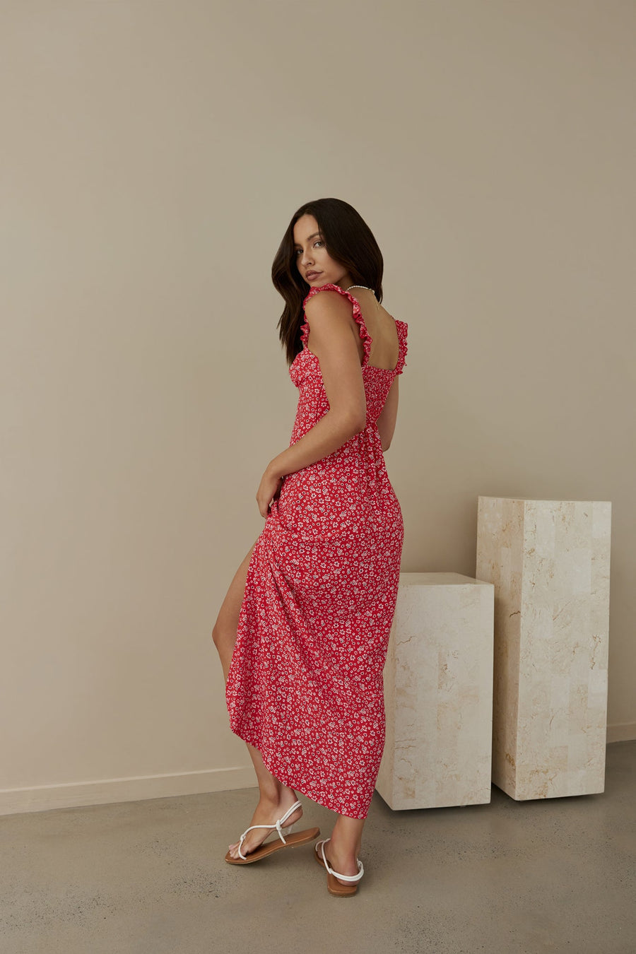 Berry Bloom Maxi Dress Red