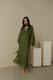 Our Nostalgia Long Sleeve Maxi Dress Green