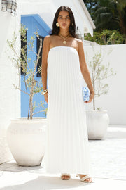 Willow Breeze Pleated Maxi Dress White