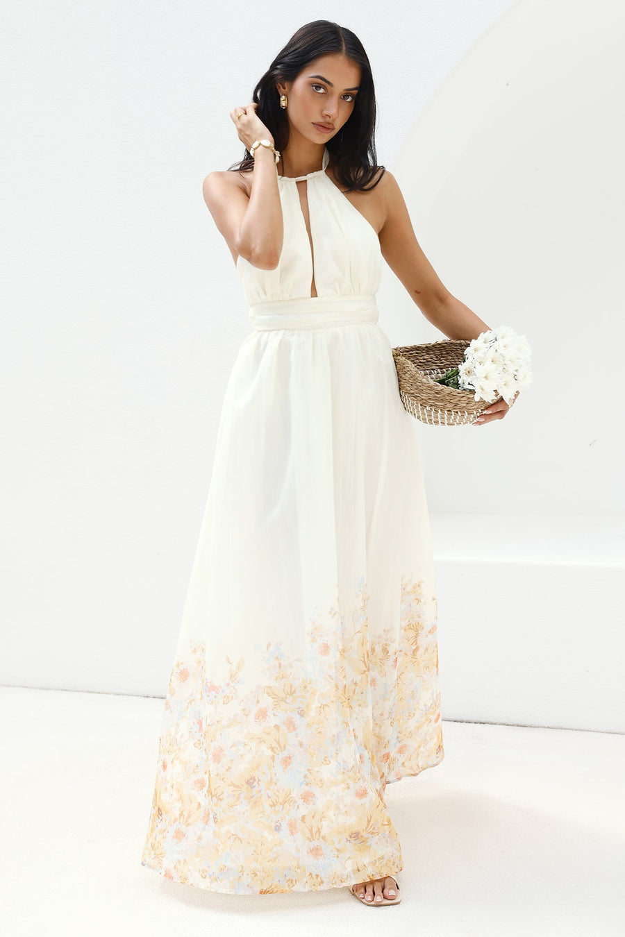 The Meadow’s Secret Halter Maxi Dress Yellow