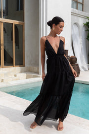 Dance In The Dark Halter Maxi Dress Black