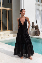 Dance In The Dark Halter Maxi Dress Black