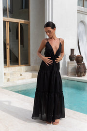 Dance In The Dark Halter Maxi Dress Black