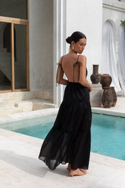 Dance In The Dark Halter Maxi Dress Black