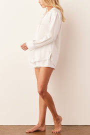 Charlotte Luxe Satin PJ Set in Blanc