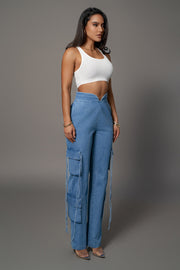 Medium Wash Jacinda Denim Utility Pants