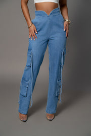 Medium Wash Jacinda Denim Utility Pants