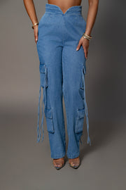 Medium Wash Jacinda Denim Utility Pants