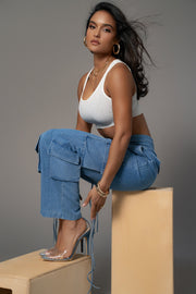 Medium Wash Jacinda Denim Utility Pants
