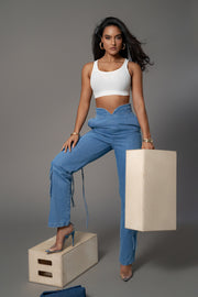 Medium Wash Jacinda Denim Utility Pants