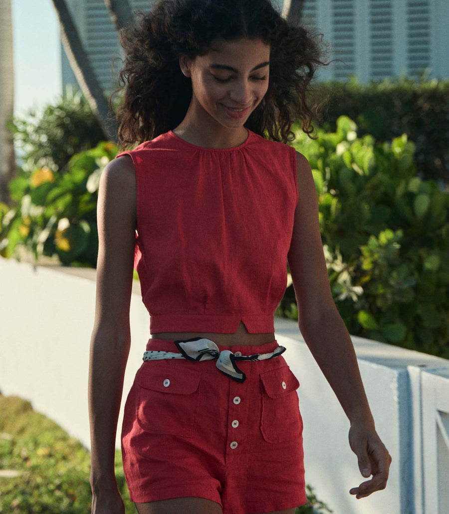 DORIS TOP -- SCARLET