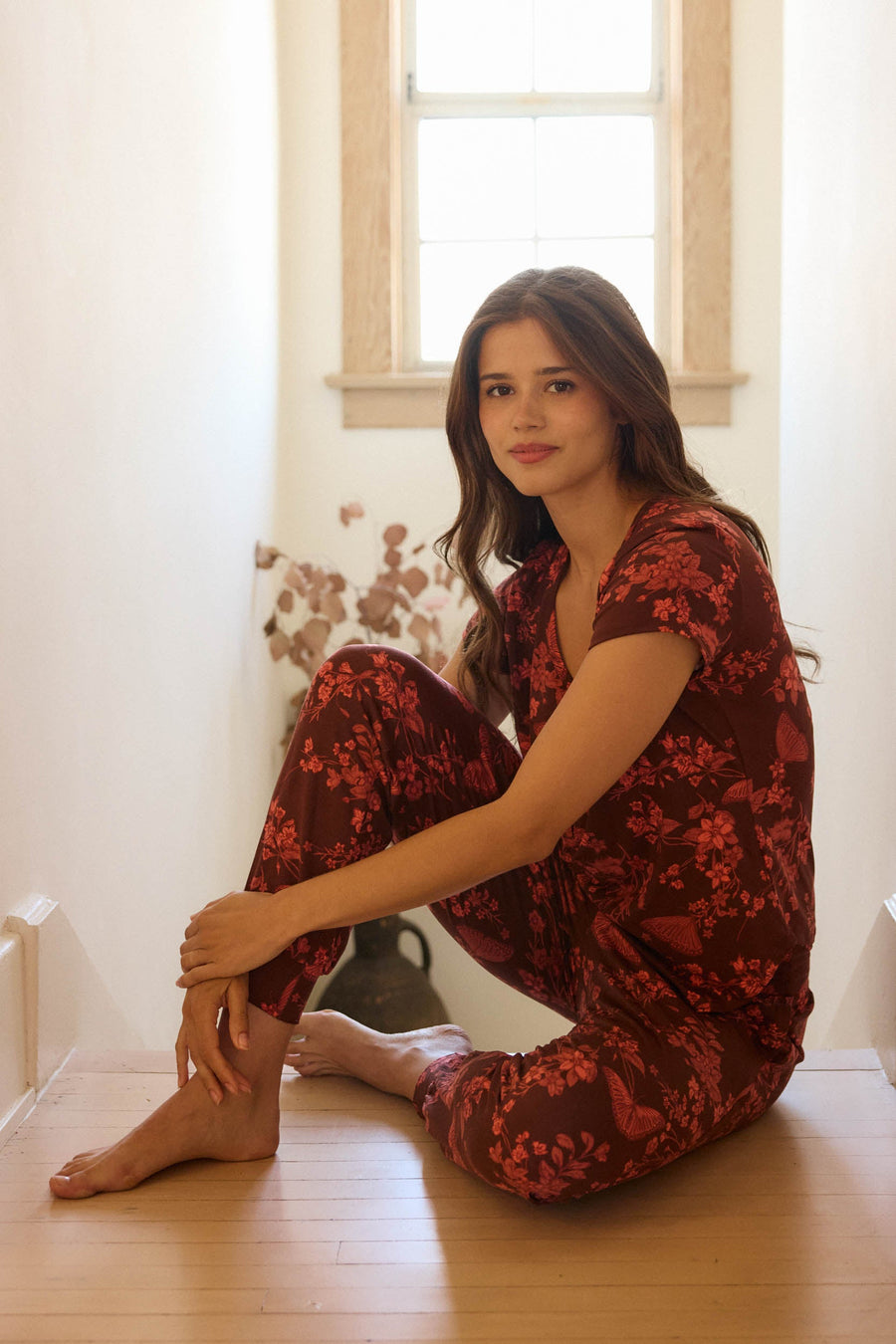 Nadia Cloud Jersey PJ Set in Botanical