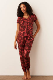 Nadia Cloud Jersey PJ Set in Botanical
