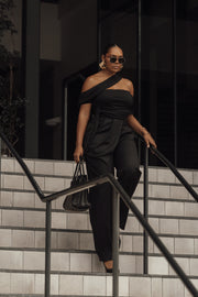 Black Asymmetrical Draped Trousers
