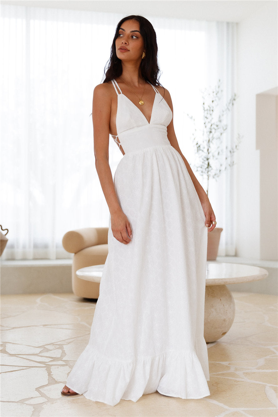 Crystal Clarity Maxi Dress White