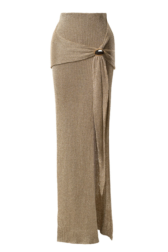 PRE-ORDER Gold Hazel Metallic Wrap Skirt