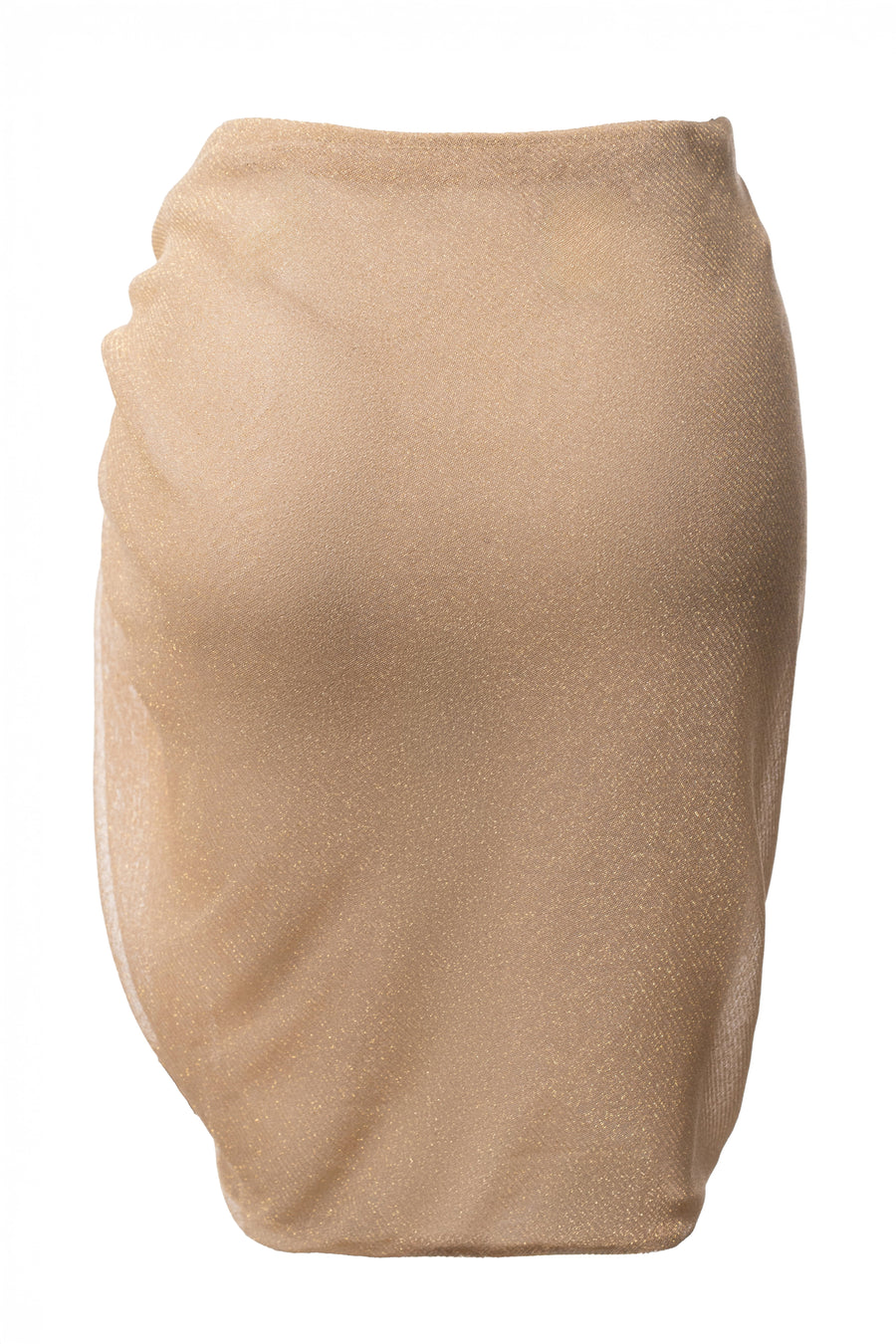 Tan Dreamscape Lurex Knit Mini Skirt