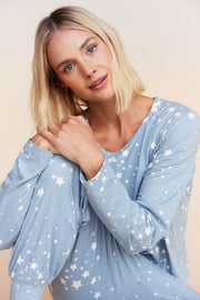 Shari Cloud Jersey PJ Set in Light Blue Stars