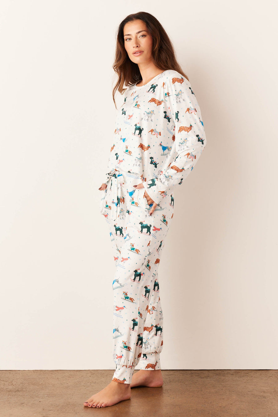 Shari Cloud Jersey PJ Set in Aprés Pups