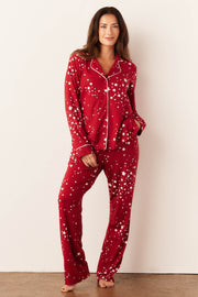 Winter Cloud Jersey PJ Set in Red Stars