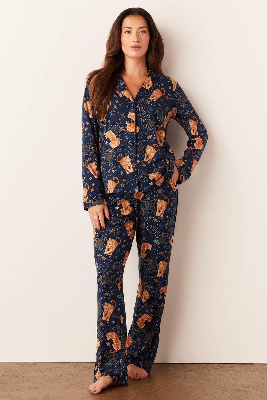 Winter Cloud Jersey PJ Set in Cosmic Jungle
