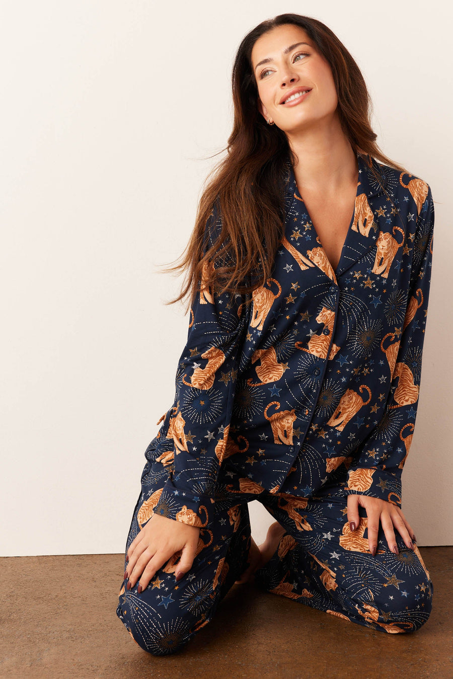 Winter Cloud Jersey PJ Set in Cosmic Jungle