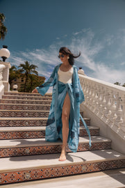 Blue Abstract Marine Print Sarong