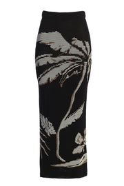 Black/Beige Tropic Dreams Palm Print Skirt